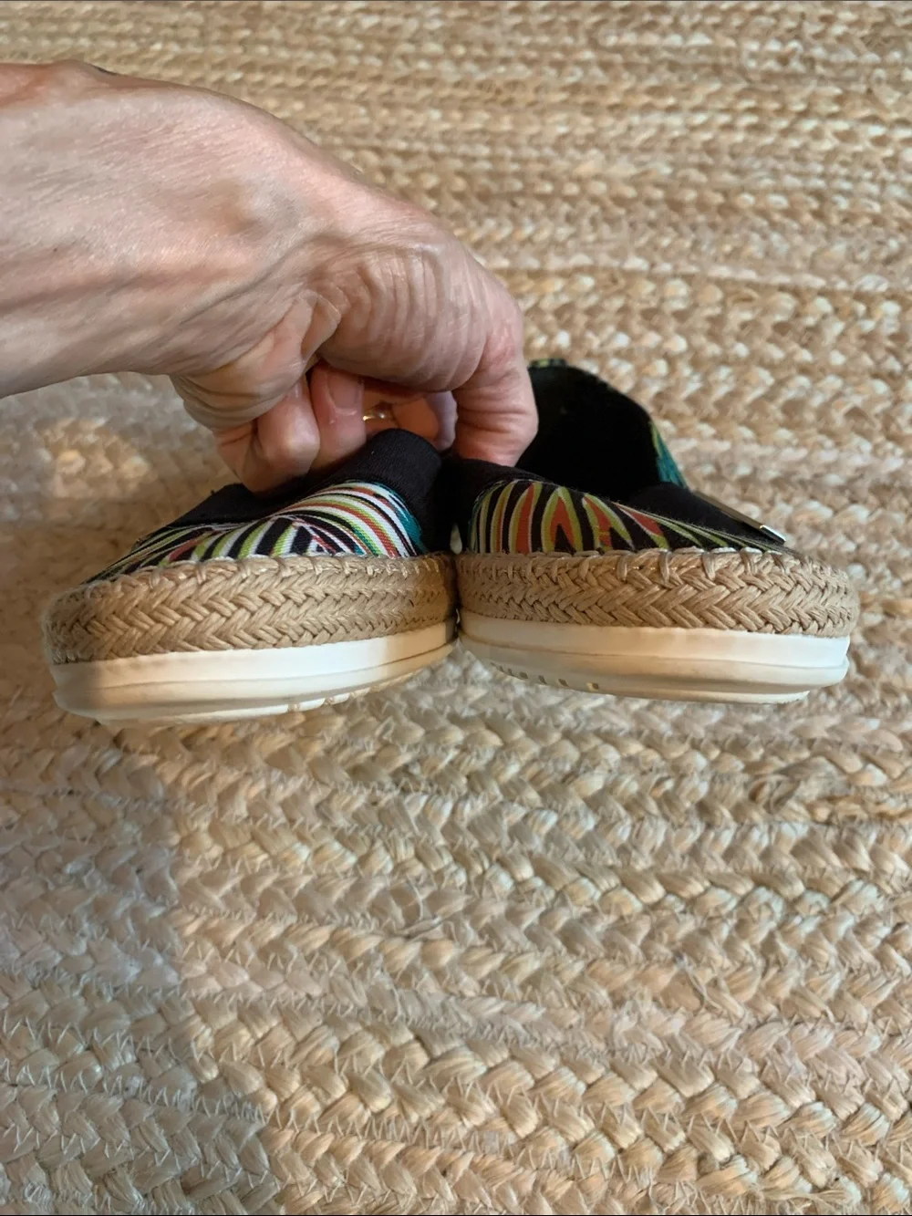 Anne Klein Zillya Tropical Print Slip-On Espadrilles - Black Multicolor